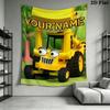 Custom Name Bob the Builder Wall Tapestry Aesthetic Wall Hanging Printed Fabric Blanket Decorative Tapestries for Bedroom Living Room Home Decor