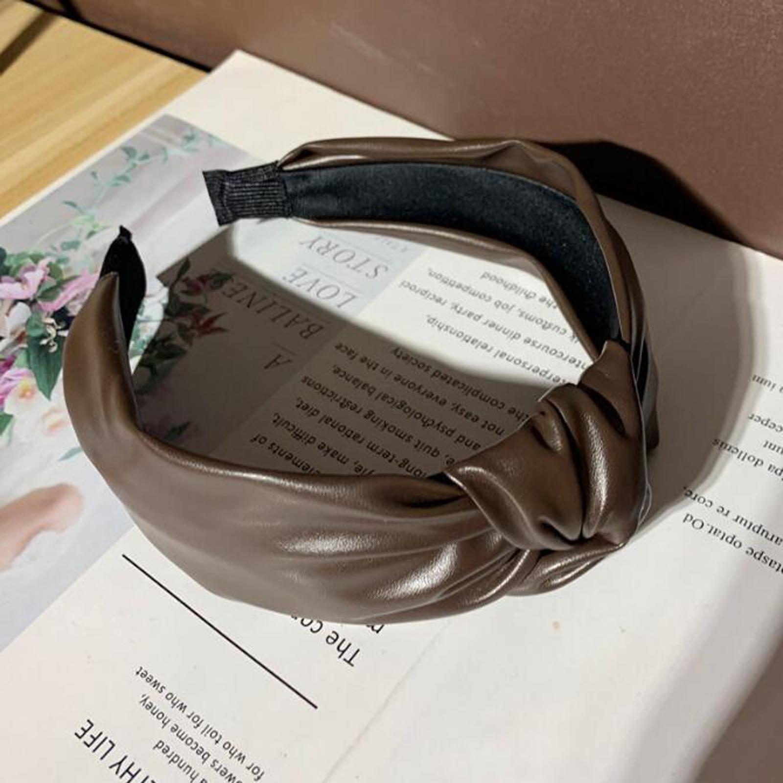 

PROLY Новая Мода Женская Повязка на Голову Широкая Боковая Повязка для Волос из ПУ Кожи Центральный Узел Тюрбан Осенний Головной Убор Взрослые Аксессуары для Волос