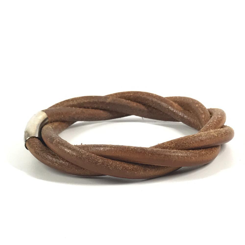 Hermes Tornado Breath Accessory Jewelry Bracelet Leather Brown/SilverHardware