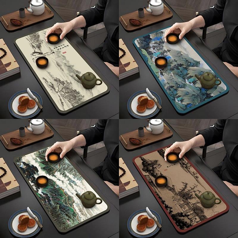 Chinese-Style Tea Flag Tablecloth, Absorbent, Quick-Drying, High-End Long Tablecloth For Home Use, Wash-Free Tea Towel.