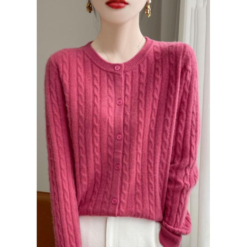 Cardigans Femme Automne Hiver Col O Pull Uni Printemps Manches Longues Tricot Simple Boutonnage Hauts Doux