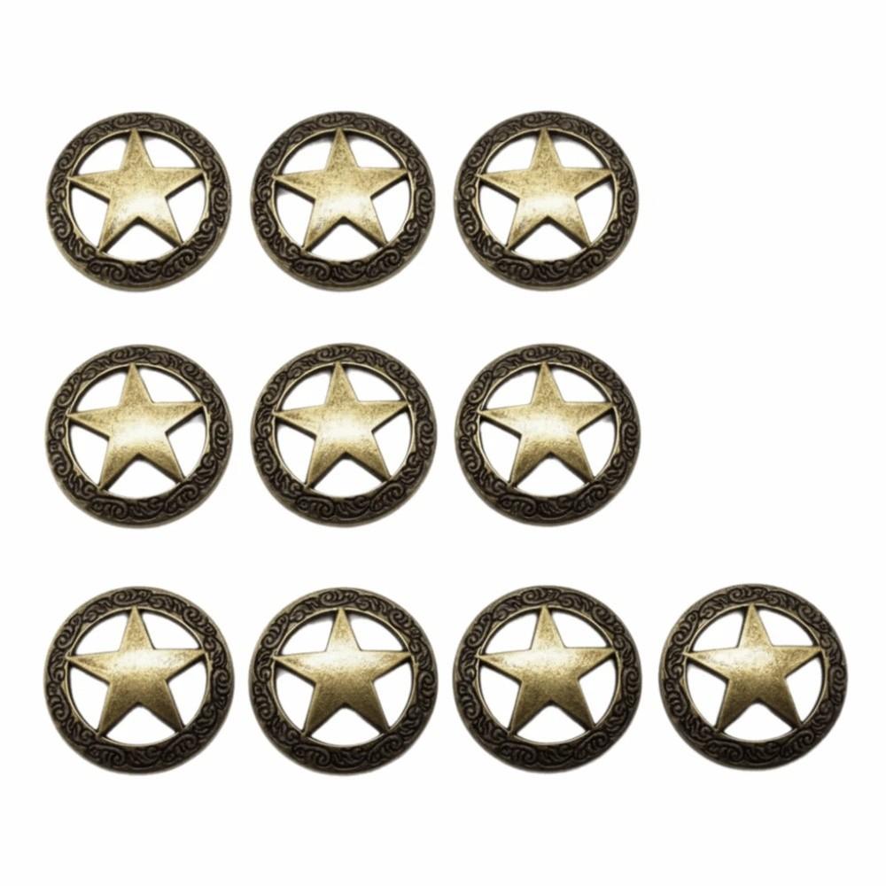 

Round Shape Replacement Casting Buckle Stars Hollowed Out DIY Leather Craft Conchos Hat Decor бронзовый