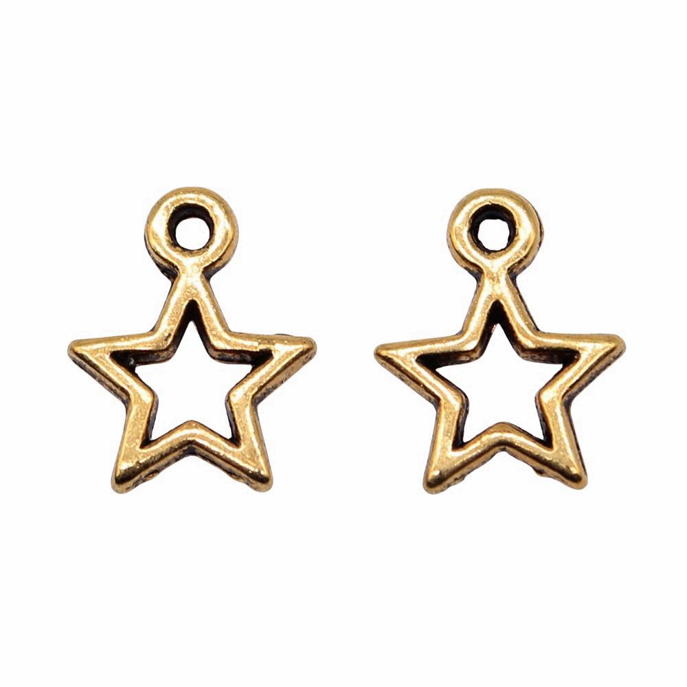 Five-Pointed Star Charms Multi Color Alloy Plain Pendants For Celestial Themed Jewelry