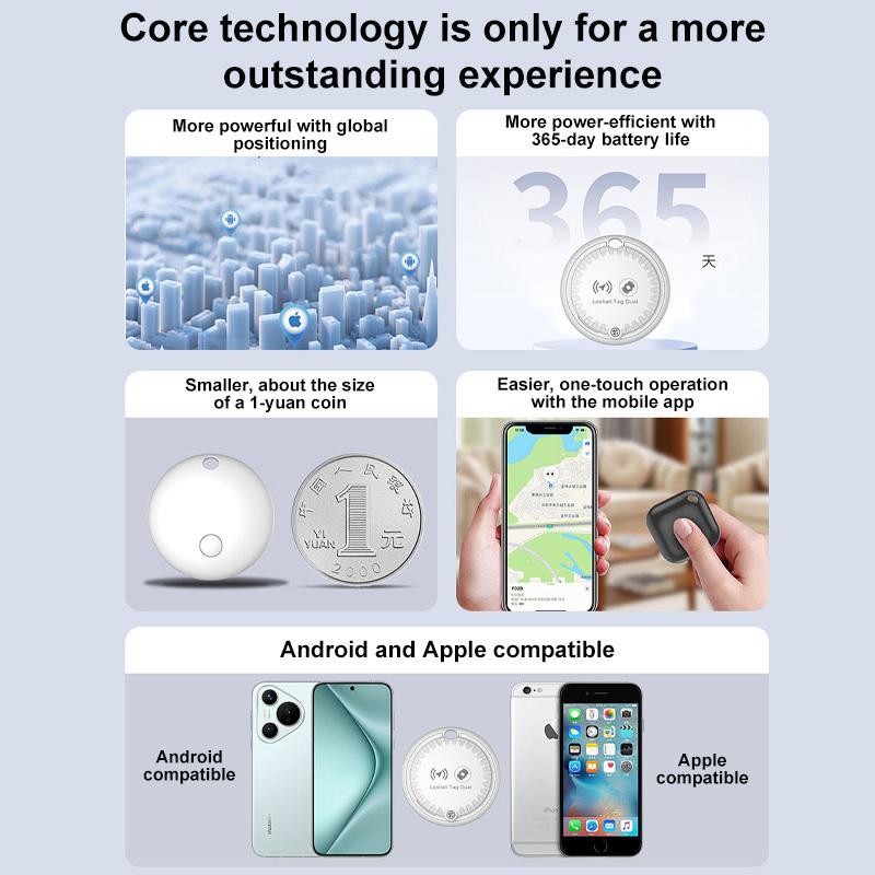 For IOS/Android Dual System Bluetooth Smart Tags Search Locator GPS Tracker Air Tag Work W/ Find My APP Tracking Anti-lost Finder Luggage Key Bag Pet