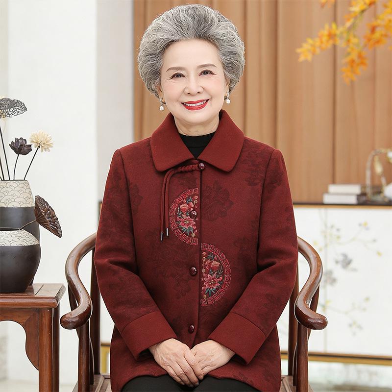 Spring & Autumn Embroidered Jacket: Grandma & Mom's Loose Cardigan for Middle-Aged Women