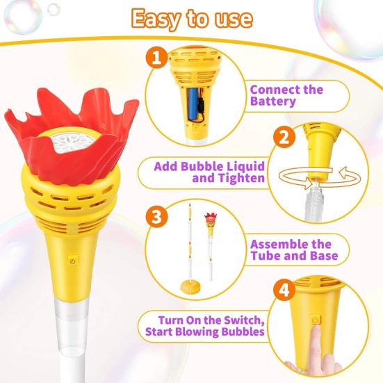 Automatic Bubble Machine with Music And LED Light Adjustable Height Bubble Maker Standing Bubble Blower for Kids Parties Birthday Wedding Outdoor