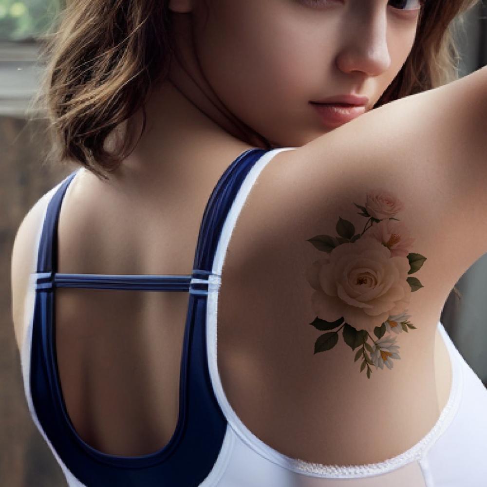 12pcs Temporary Tattoo Floral Designs Temporary Tattoo Stickers Butterflies Colorful For Back Arms Adult