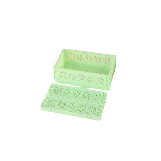 Storage Basket Foldable with Handle Ventilated Hollow Design Organizer Portable Stackable Large Opening Organizer for Home Bathroom Kitchen