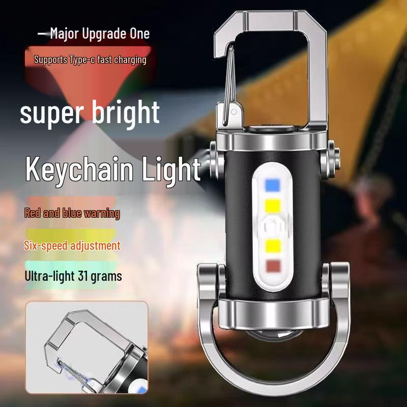 Portable Multifunctional Mini Flashlight Power Bank Keychain with Strong Light