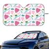 Cute Cartoon Tulip Car SunShade Windshield Foldable Three-layer Insulation Sunshade By Suction Cup Blocks UV Rays Sun