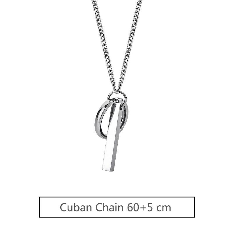 Minimalist Chain Pendant  New Geometric Round Hoop Cuboid Pendant Necklace for Women Men Stainless Steel Sweater Chains