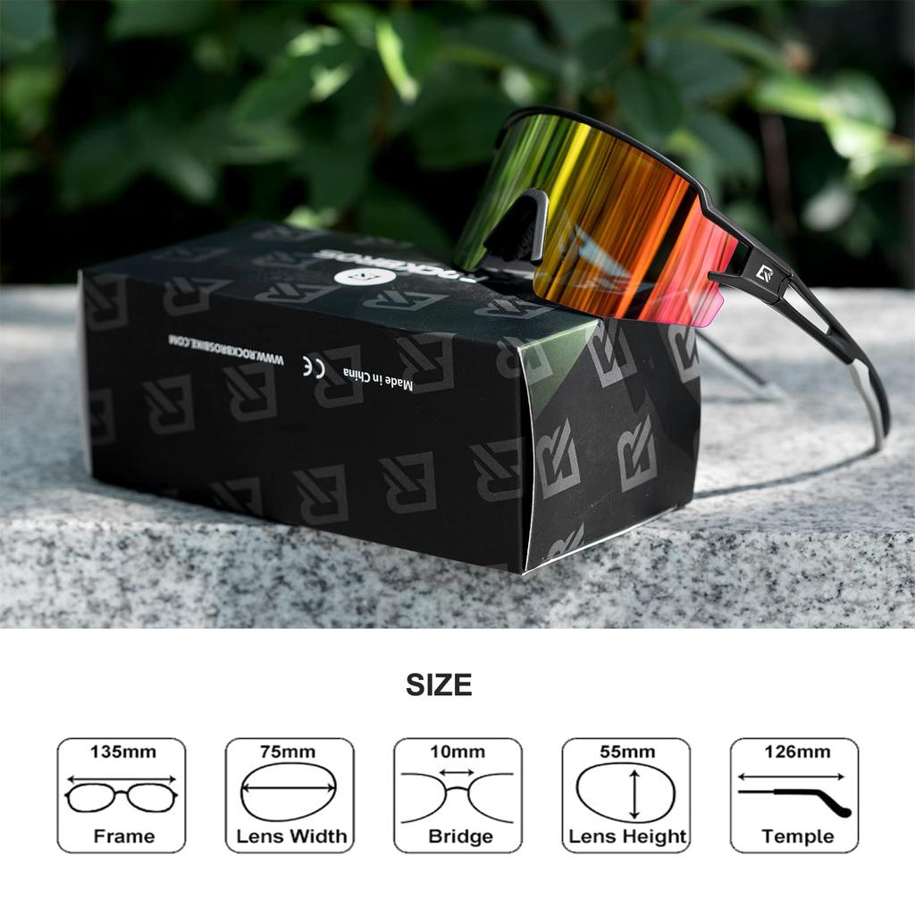 ROCKBROS Sports Photochromic Road Cycling Sunglasses with UV400 for and More Sunglasses, Sunglasses, Bike, Goggles, Transparent, Color-Changing