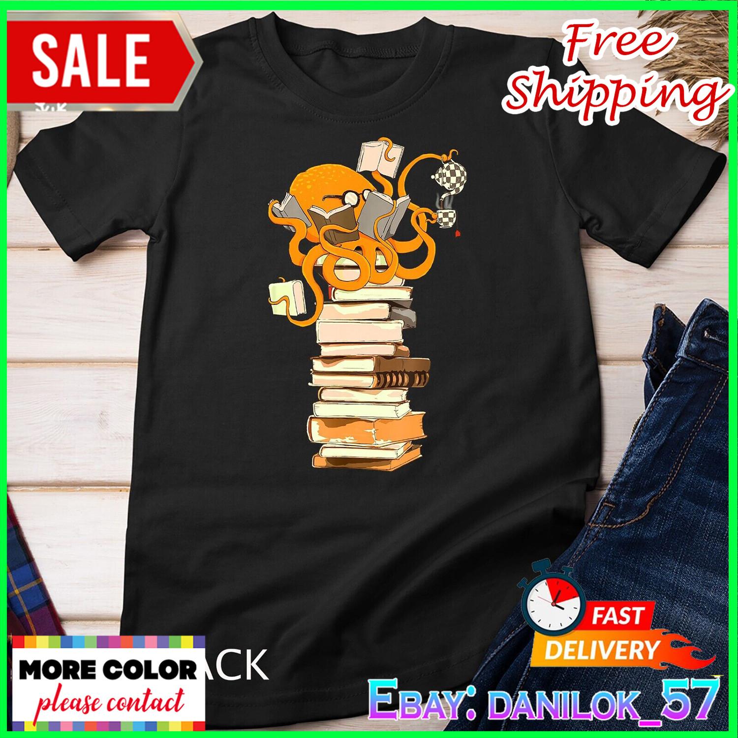 Reading Octopus tea coffee and books gift T-Shirt Unisex T-shirt XXXXL