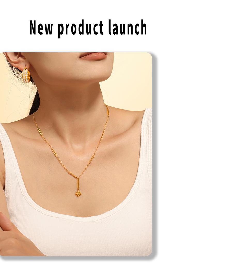 Exquisite Six-Pointed Star Tassel Necklace – Versatile Titanium Steel, Fade-Resistant