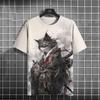 2024 Japanese Anime Samurai T-Shirt For Men 3D Animal Print Short Sleeved Tees Casual T-Shirt Vintage Shirt Retro Men Clothing