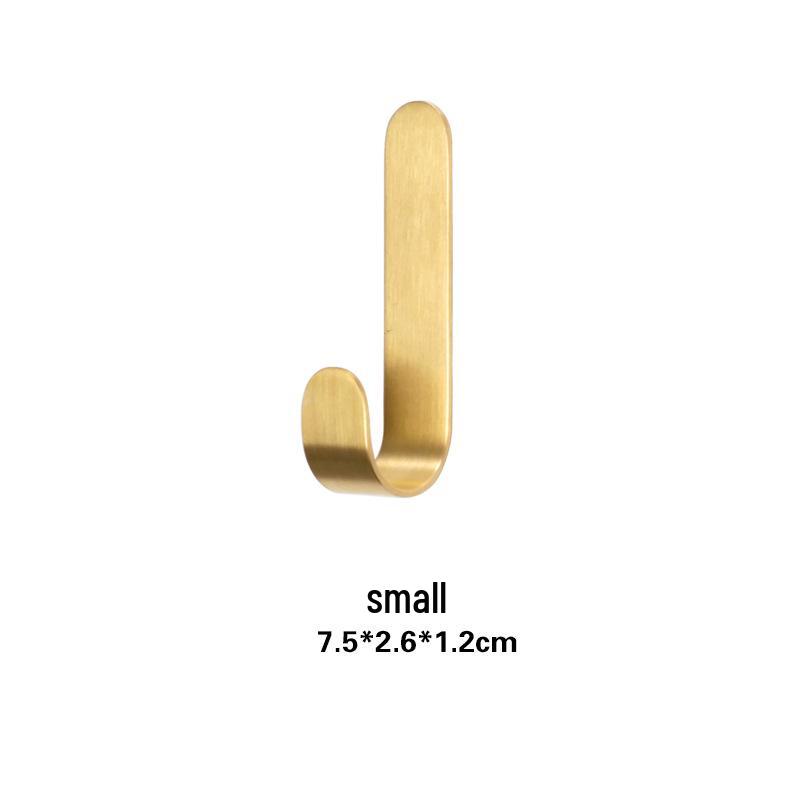 Nordic Style Pure Brass J-Shaped Adhesive Hook for Bathroom, Toilet, or Kitchen.