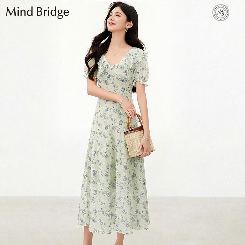 Mind Bridge French Floral Ruffle A-Line Dress M (165/88A)