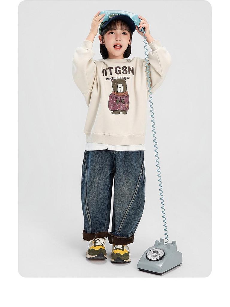 Fairy Tale Memory Boys' Fleece Sweatshirt – 2025 Autumn/Winter, Round Neck, Korean Style, for Middle & Big Boys.