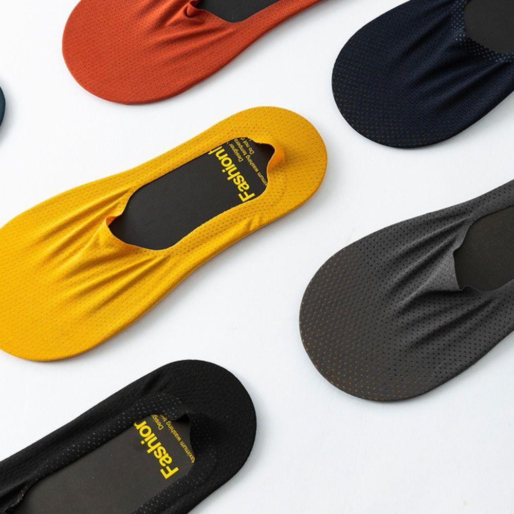 7Pairs Mesh Men's Invisible Short Socks Solid Color Summer Thin Socks Ice Silk Boat Socks  Male