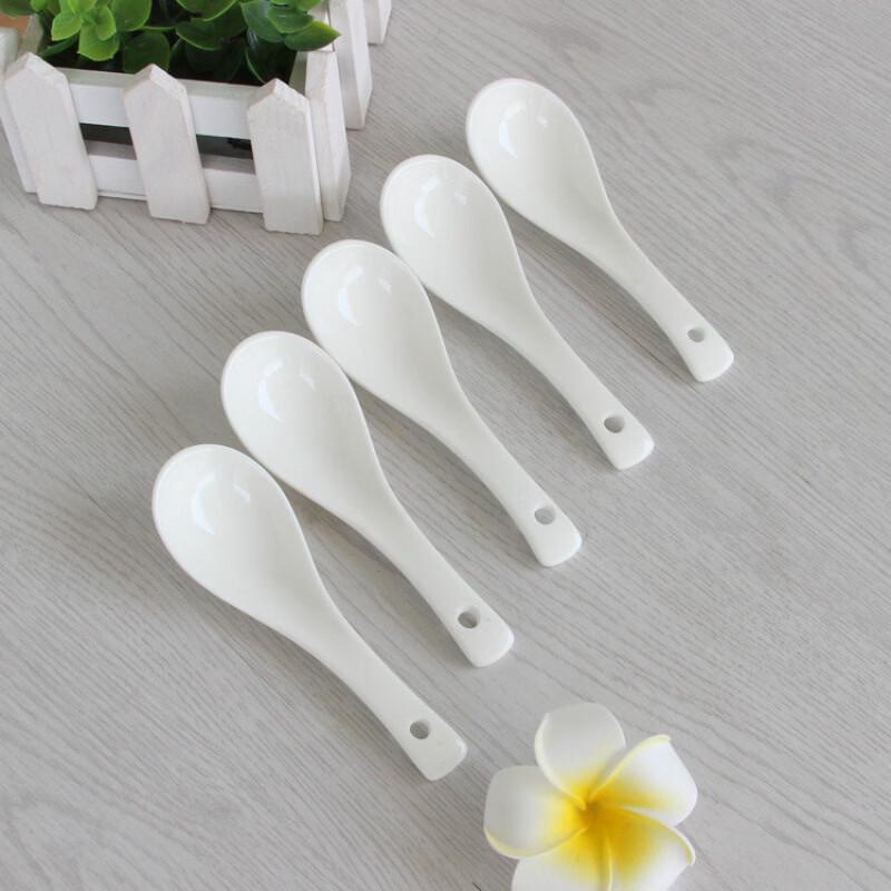 White Ceramic Soup Spoons (12-pack)