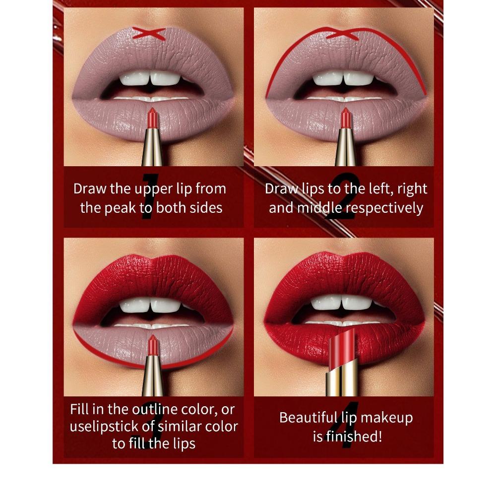 QIC oboustranné pero na rty, voděodolné, dlouhotrvající, barevná tenká tuba na rty dva v jednom