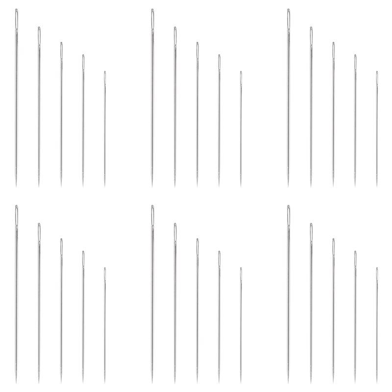 

ABJI-30Pcs Large-Eye Stitching Sharp Thick Needles, 5 Sizes Stainless Steel Sewing Needles Kit For Embroidery And Hand Sewing серебряный