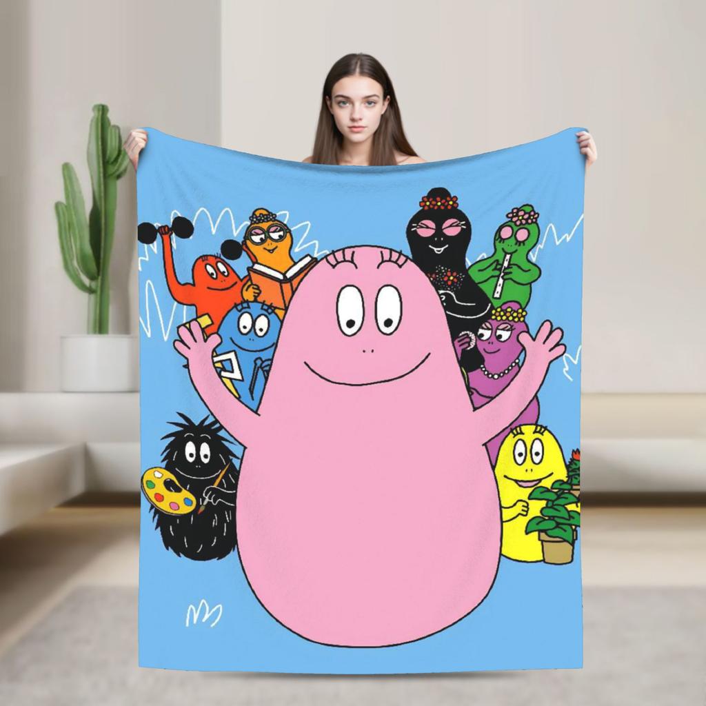 Barbapapa Barbamama Family  Flannel Blankets  Warm Throw Blanket for Bedroom Travel Pattern Bedspread Sofa Bed Cover