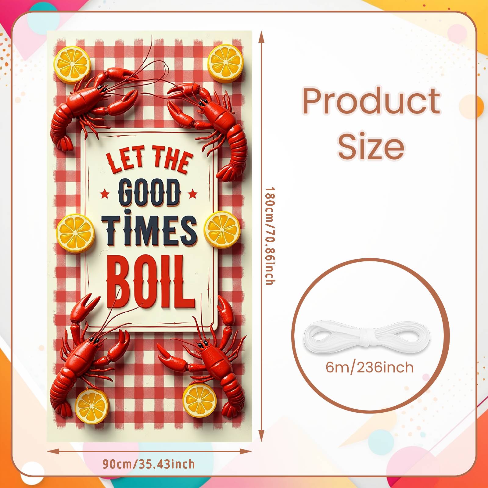 Summer Cookout Background Festive Color Scheme Crawfish Boil Backdrop Crawfish Gathering Backdrop Red Crawfish Motif