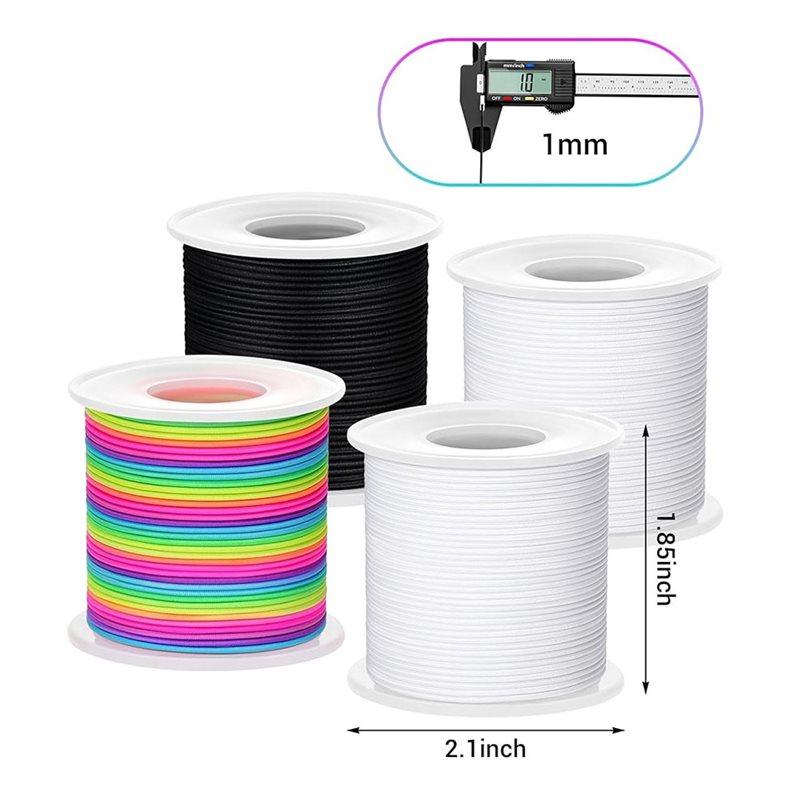 Stretchy Bracelet String Kit For DIY Crafts, 4 Rolls Elastic String With Scissors& Beading Needle, 1Mm Thickness Cord