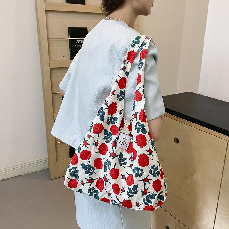 Simple and Fashionable Commuting Cross-span Bag Retro Cloth Bag Fashionable Literary Fresh Student Shoulder Bag Large Capacity Tote Bag