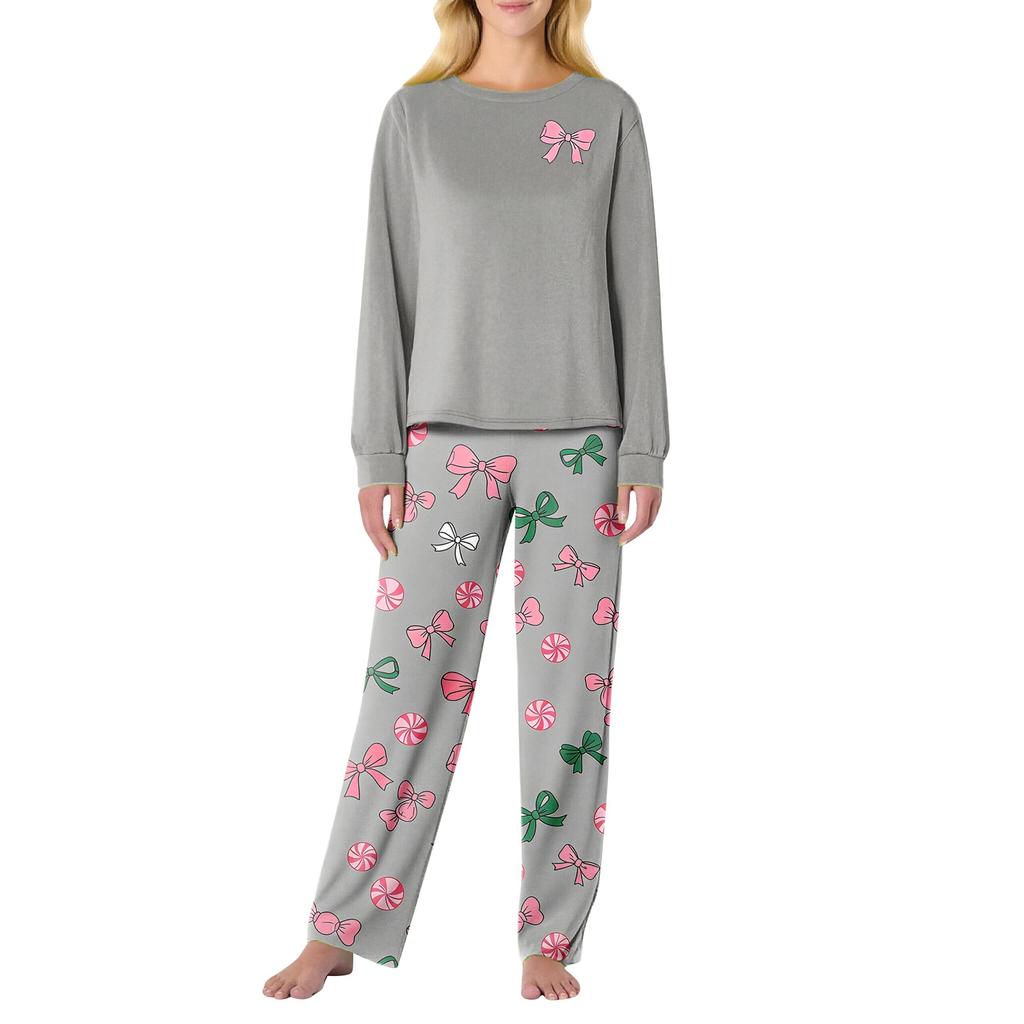 Women's Butterfly Print Long,Sleeved Pajama Set