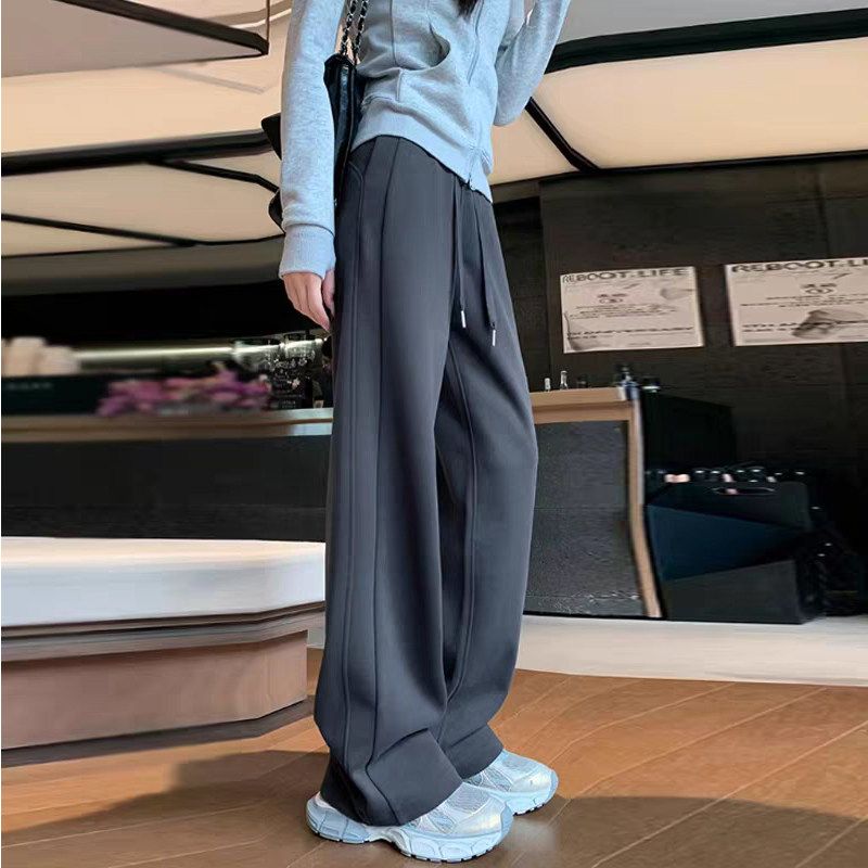 

Dark Gray Banana-Style Wide-Leg Pants for Women, Plus Size, 2026 Spring New Casual Pants, Slim Straight-Leg Pants, Sports Sweatpants Dark gray L