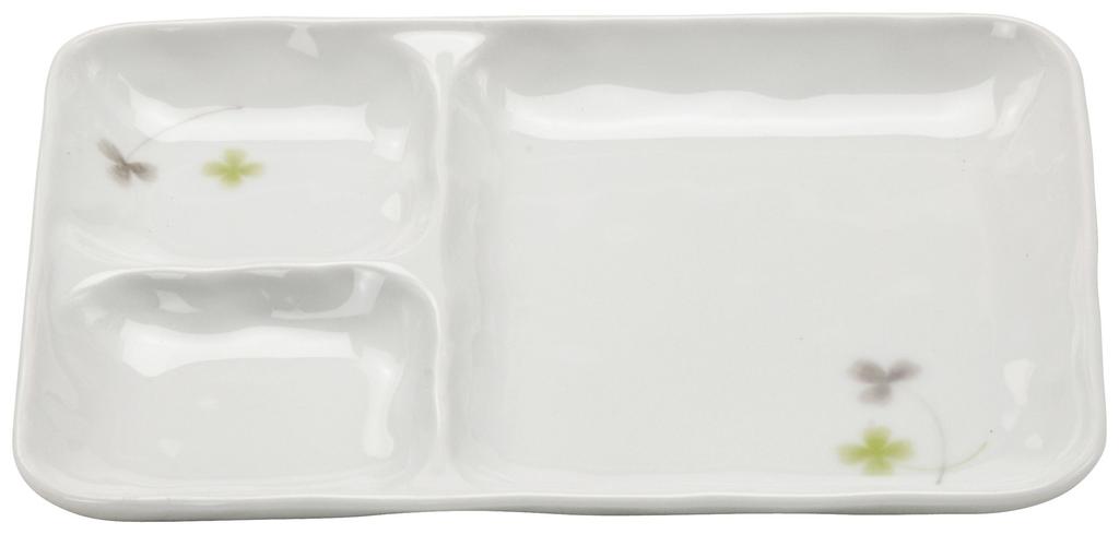 Mino ware rectangular lunch plate, set of 3, clover design, 139544(3)