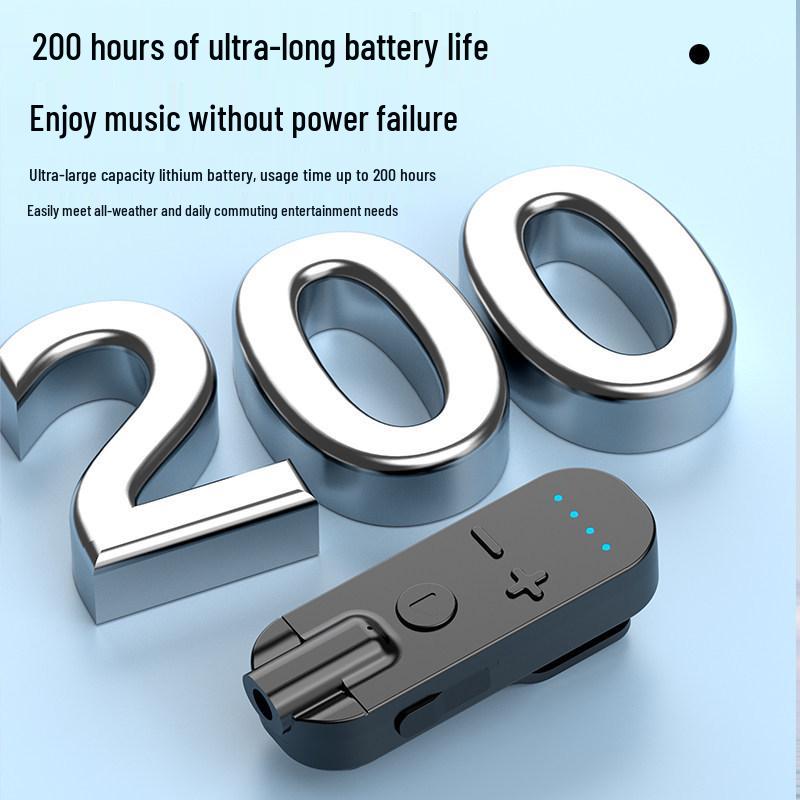 Universal Clip-On Bluetooth Headphone Receiver with Extended Battery, High-Quality Sound, Noise Reduction, and HD Calls