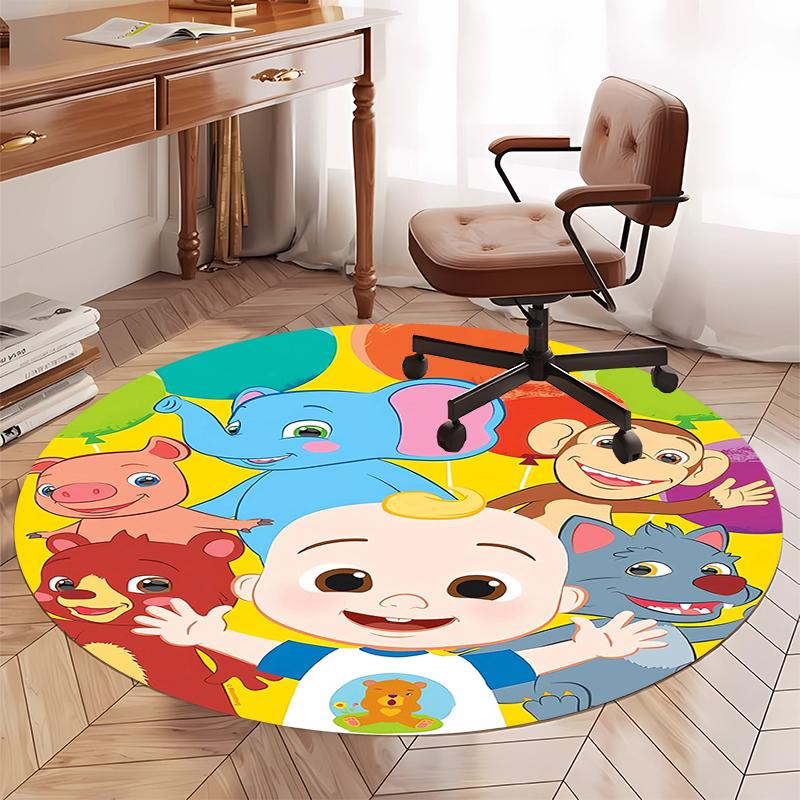 CoComelon Printed Round Rug Carpet Chair Rug Area Rug Entryway Doormats,for Office Chair Living Room Bedroom Kitchen Room.
