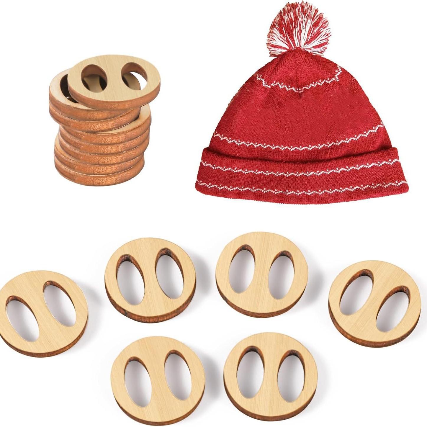 

Wooden Handmade Buttons Removable Faux Fur Pom Pom Holder Keepers Fastener for Knitting Beanies Caps DIY Craft Decoratio 30Pcs about 8g
