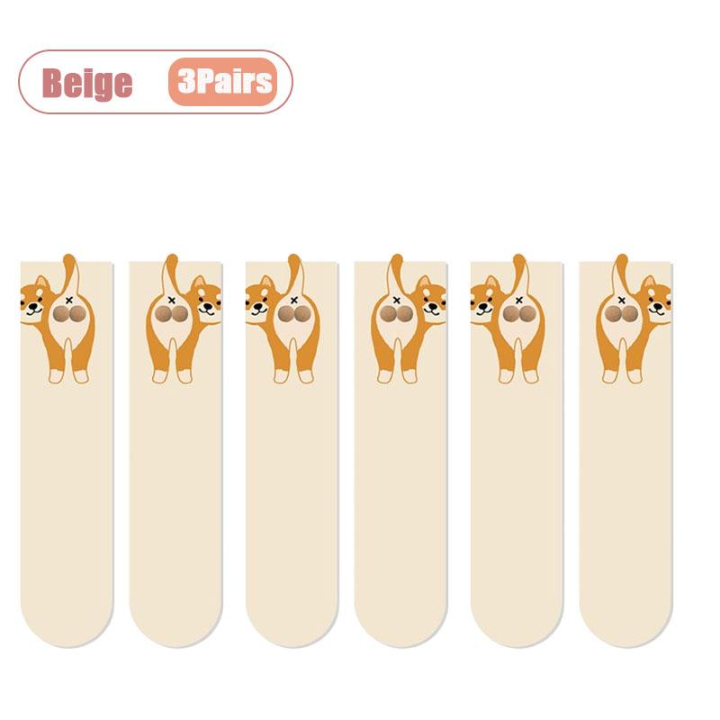 Whimsical 3D Dog Egg Sock Abstract Puppy Pattern Breathable Comfortable Unisex Crew Length for Casual Wear Party Gift All Season