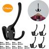 Wall Mounted Coat Hooks 5 Pack Heavy Duty Black Hardware Robe Hooks Decorative for Single Hanging Coats Towel Cubicle Classroom Kitchen Bath Backpack