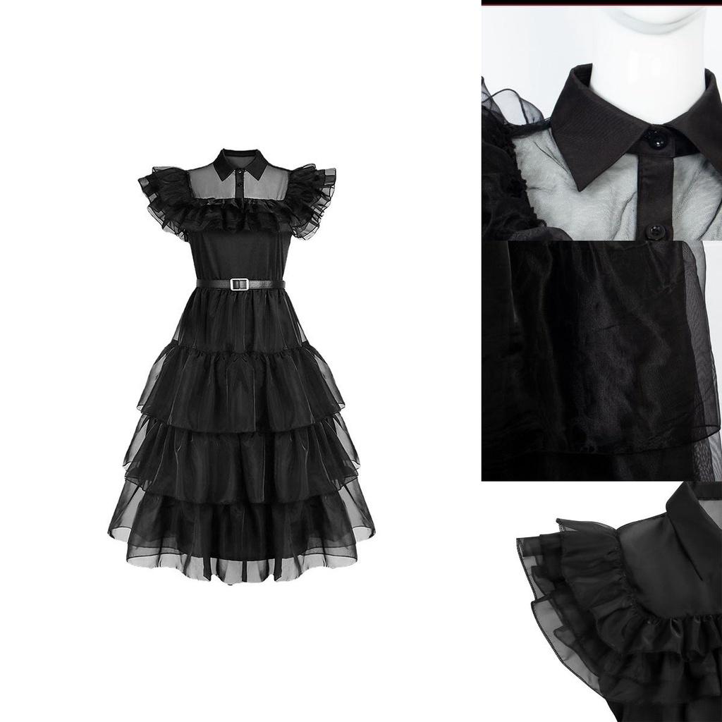 Wednesday Addams Kids Dress Polyester Costume Perfect For Parties And Holidays