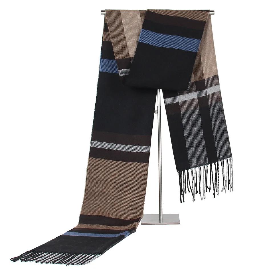 Fashion Design Plaid Men's Scarf Autumn Winter Korean Version Imitation Cashmere Muffler Male Soft Light Tassel Thick Warm Shawl