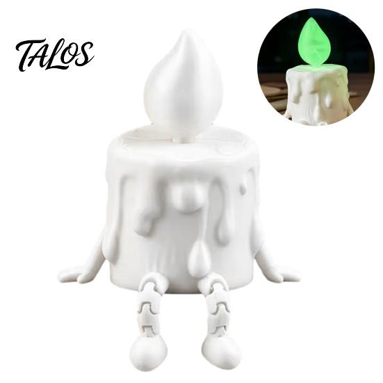 Забавная тающая свеча, игрушка-украшение, 3D-печать, скульптура с текстурой жидкого воска, капающая, с подвижными суставами, фигурка, регулируемая поза сидя, светодиодная белый