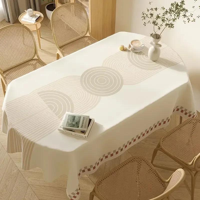Waterproof Oval Rectangular Universal Table Washable Tablecloth Oil Resistant Light Color Printed Household Dining Tables Fabric