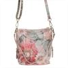 Lightweight Leather Messenger Bag with Flowers Size S