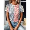 Womens Casual Short Sleeve Round Neck T-Shirt With Striped Print Loose Fit Milk Silk Blend Comfortable 2025