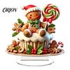 Shatterproof Christmas Ornaments Apple Lollipop 2D Acrylic Figurine, Ornament with Santa Snow Gift for Friends Scene Inside, Tabletop Decor