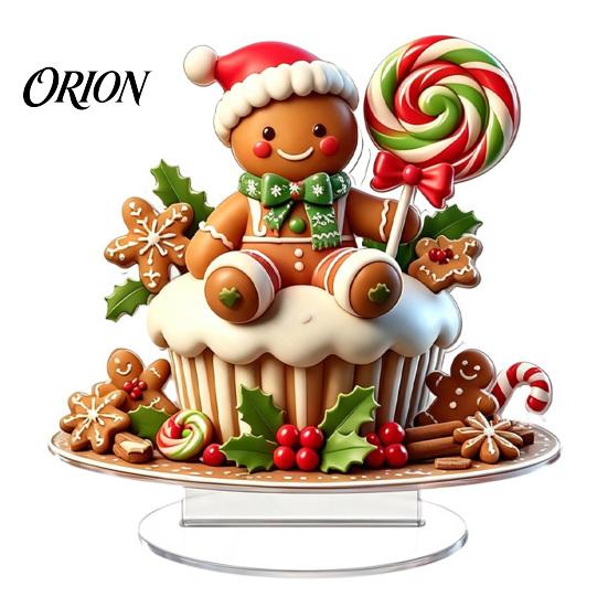 Shatterproof Christmas Ornaments Apple Lollipop 2D Acrylic Figurine, Ornament with Santa Snow Gift for Friends Scene Inside, Tabletop Decor