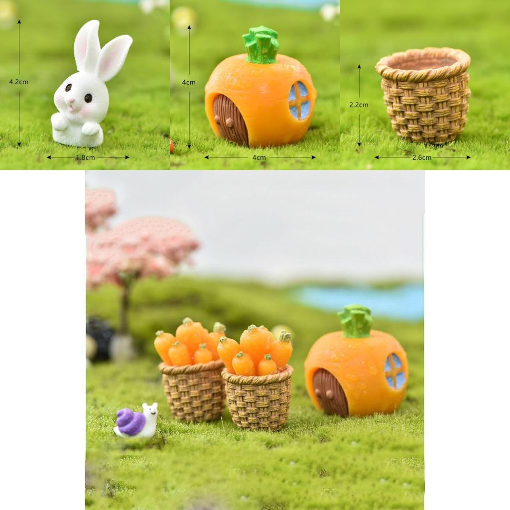 Adorable Rabbit Eat Carrot Diy Resin Figurine Perfect For Lifelike Micro Craft Decor