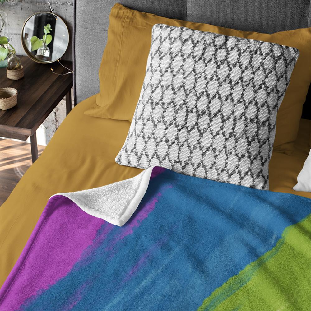 Duhová deka Červená Modrá Žlutá Abstraktní Chlupaté Zimní Přikrývky Kobereček Herní křeslo Dětská deka na pohovku