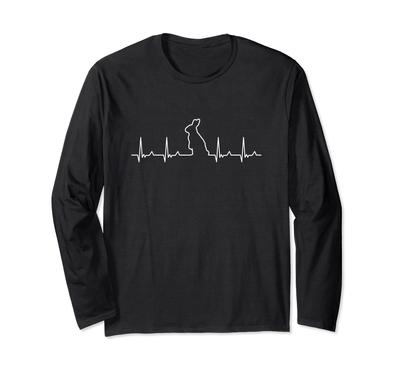 Heartbeat Rabbit Lover Rabbit Lover Rabbit Lover ECG Rabbit Rabbit Owner Funny Cute Rabbit Rabbit Long Sleeve T-Shirt
