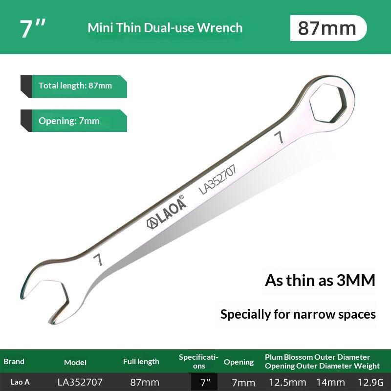 Mini Thin Double Open-End Wrench Stainless Steel Dual-Purpose Wrench 5 To 11 Mm Available Mini Dual-Purpose Wrench Set